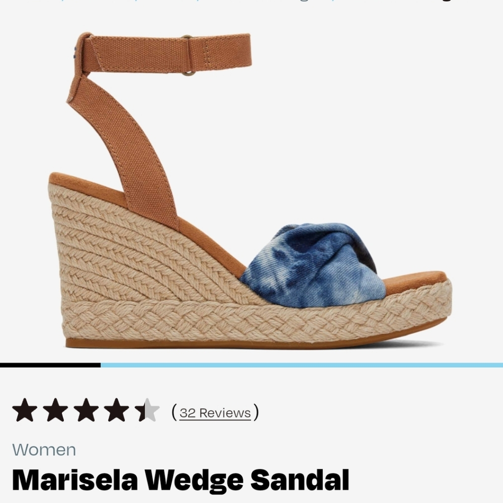 NWT TOMS Marisela wedges, navy denim canvas